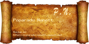 Poparadu Nanett névjegykártya
